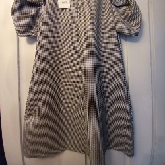 ZARA BLACK WHITE HOUNDSTOOTH DRESS NWT L - Picture 9 of 12